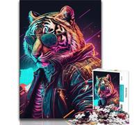 1000 Piece Jigsaw Puzzle for Adults Teens Abstract Psychedelic Tiger Adult Jigsaw,Artistic Wall Decor & Birthday Gift Idea for Friends, Home Office (size 75x50cm)