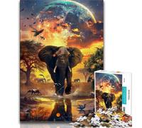 1000 Piece Jigsaw Puzzle for Adults Teens African Elephants,Educational Games Home Decoration for Is Ideal As A Gift for The Whole Family 38x26cm