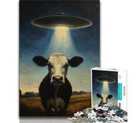 1000 Piece Jigsaw Puzzle for Adults Teens Alien Spaceship And Cows 1000 Pieces for Adults,Challenging Game Gifts for Is Ideal As A Gift for The Whole Family 75x50cm