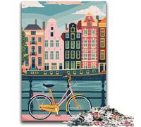 1000 Piece Jigsaw Puzzle for Adults Teens Amsterdam Canal Bike Vibrant And Unique Design Relaxing & Challenging Puzzle Experience (size 50x70cm)