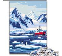 1000 Piece Jigsaw Puzzle for Adults Teens Antarctica Landscape with Penguins, Stress Relief with Fully Interlocking Randomly Shaped Pieces for And 14 Years Old 26x38cm