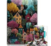 1000 Piece Jigsaw Puzzle for Adults Teens Art Village,Help The Brain Exercise Addictive Toys to Cultivate Patience Perfect Decoration (38x26cm)