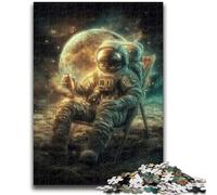 1000 Piece Jigsaw Puzzle for Adults Teens Astronaut Sitting on The Moon 1000 Piece Puzzle,Classic Educational Games Beautiful Decoration (38x26cm)