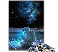 1000 Piece Jigsaw Puzzle for Adults Teens Astronaut Sitting on The Moon Jigsaw,Educational Games Home Decoration Birthday Present, Gifts, Wall Art (38x26cm)