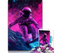 1000 Piece Jigsaw Puzzle for Adults Teens Astronaut Space Surfing,Help The Brain Exercise Addictive Toys to Cultivate Patience Wall Decoration (75x50cm)