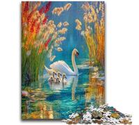 1000 Piece Jigsaw Puzzle for Adults Teens Autumn Swans Jigsaw,Staycation Kill Time with Fully Interlocking Randomly Shaped Pieces (50x75cm)