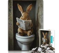1000 Piece Jigsaw Puzzle for Adults Teens Baby Bunny on Toilet Adult Jigsaw,Artistic Wall Decor & Birthday Gift Idea for Friends, Home Office (size 38x26cm)