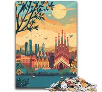 1000 Piece Jigsaw Puzzle for Adults Teens Barcelona Skyline Vibrant And Unique Design Relaxing & Challenging Puzzle Experience (size 38x52cm)