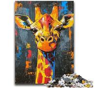 1000 Piece Jigsaw Puzzle for Adults Teens Basquiat Giraffe Puzzles,Staycation Kill Time with Fully Interlocking Randomly Shaped Pieces (75x50cm)