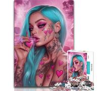 1000 Piece Jigsaw Puzzle for Adults Teens Beautiful Tattooed Girl 1000 Pieces for Adults,Challenging Game Gifts for Is Ideal As A Gift for The Whole Family 38x26cm