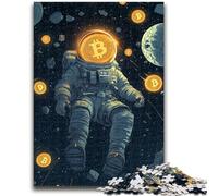1000 Piece Jigsaw Puzzle for Adults Teens Bitcoin Astronaut Challenging To Complete But Fun And Humorous Unique Birthday And Gifts 50x75cm