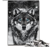 1000 Piece Jigsaw Puzzle for Adults Teens Black And White Wolf, Family Game Stress Reliever Difficult Challenge Enhance Love between Couples (Size 26x38cm)