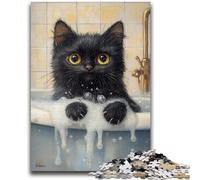 1000 Piece Jigsaw Puzzle for Adults Teens Black Cat in The Bathroom Adult Jigsaw,Challenging Family Activity Games DIY Toy for Home Wall Decor Gifts (38x26cm)