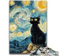 1000 Piece Jigsaw Puzzle for Adults Teens Black Cat in The Night Sky Adult Puzzles,Challenging Game Gifts for Is Ideal As A Gift for The Whole Family (75x50cm)