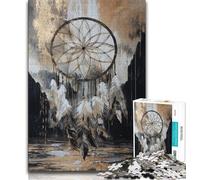 1000 Piece Jigsaw Puzzle for Adults Teens Black Gold Dream Capture Net 1000 Piece Jigsaw,Stress Reliever Difficult Challenge Secret Santa Gifts 38x26cm