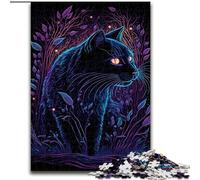 1000 Piece Jigsaw Puzzle for Adults Teens Black Light Cat, Suitable for People Aged 14 And Above Challenging To Complete But Fun And Humorous Great Gift (Size 26x38cm)