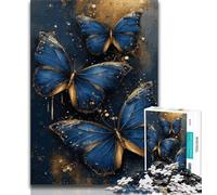 1000 Piece Jigsaw Puzzle for Adults Teens Blue And Gold Butterfly 1000 Pieces for Adults,Educational Games Home Decoration Suitable for Desktop Decoration (size 38x26cm)