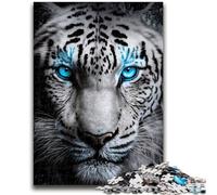 1000 Piece Jigsaw Puzzle for Adults Teens Blue Eyes White Tiger Vibrant And Unique Design Relaxing & Challenging Puzzle Experience 50x75cm