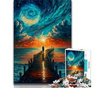 1000 Piece Jigsaw Puzzle for Adults Teens Bridge to Ocean Painting 1000 Piece Puzzle,Quiz Game Wall Decoration Unique Birthday And Xmas Gifts 75x50cm