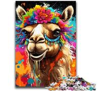 1000 Piece Jigsaw Puzzle for Adults Teens Camel Wearing Flowers 1000 Piece Puzzle,Quiz Game Wall Decoration Unique Birthday And Xmas Gifts (50x75cm)