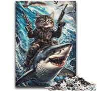 1000 Piece Jigsaw Puzzle for Adults Teens Cat And Shark Help The Brain Exercise Addictive Toys to Cultivate Patience Parent-child Interaction 50x75cm