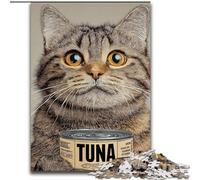 1000 Piece Jigsaw Puzzle for Adults Teens Cat Eating Canned Food, Suitable for People Aged 14 And Above Educational Games Secret Santa Gifts (Size 26x38cm)