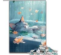 1000 Piece Jigsaw Puzzle for Adults Teens Cat in The Pool, Suitable for People Aged 14 And Above Challenging To Complete But Fun And Humorous Great Gift (Size 26x38cm)