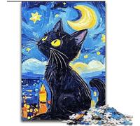 1000 Piece Jigsaw Puzzle for Adults Teens Cat Under The Night Sky, Family Activity Unique Home Decor And Gifts for Ages 14+ (Size 26x38cm)