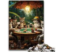 1000 Piece Jigsaw Puzzle for Adults Teens Cats Play Poker Adult Jigsaw,for Educational Game Challenge Toy Birthday Present, Gifts, Wall Art (75x50cm)