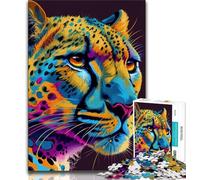 1000 Piece Jigsaw Puzzle for Adults Teens Cheetah Pop Art Animal Adult Jigsaw,Artistic Wall Decor & Birthday Gift Idea for Friends, Home Office (size 38x26cm)