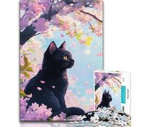1000 Piece Jigsaw Puzzle for Adults Teens Cherry Blossom Tree Cat,Help The Brain Exercise Addictive Toys to Cultivate Patience Wall Decoration (75x50cm)
