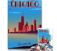 1000 Piece Jigsaw Puzzle for Adults Teens Chicago Illinois Travel,Challenging Game And Family Play Educational Game for Birthday,Chrismas (75x50cm)