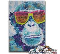 1000 Piece Jigsaw Puzzle for Adults Teens Chimpanzee Wearing Glasses Teenager Puzzles,Perfect for Game Nights, Colorful Toy for Home Gift (38x26cm)