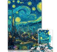 1000 Piece Jigsaw Puzzle for Adults Teens City Under The Night Sky 1000 Pieces for Adults,Birthday Present, Gifts, Wall Art for Ages 14+ (size 38x26cm)