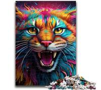 1000 Piece Jigsaw Puzzle for Adults Teens Colorful Lynx Jigsaw,Family Entertainment Toys with Matching Poster And Trivia Sheet (50x75cm)