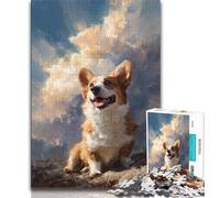 1000 Piece Jigsaw Puzzle for Adults Teens Corgi in The Cloud,Toys Educational Games Stress Relieving Unique Home Decor And Gifts 38X26CM