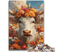 1000 Piece Jigsaw Puzzle for Adults Teens Cow Wearing A Wreath Teenager Jigsaw,Educational Games Home Decoration Birthday Present, Gifts, Wall Art (50x75cm)