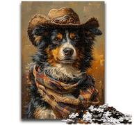 1000 Piece Jigsaw Puzzle for Adults Teens Cowboy Border Collie Challenging To Complete But Fun And Humorous Unique Birthday And Gifts 50x75cm