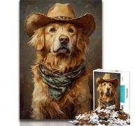 1000 Piece Jigsaw Puzzle for Adults Teens Cowboy Golden Retriever 1000 Piece Puzzle,is Ideal As Gifts for The Whole Family for Age 14 (size 38x26cm)