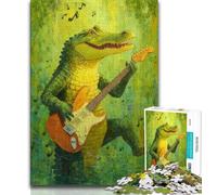 1000 Piece Jigsaw Puzzle for Adults Teens Crocodile Playing Guitar,Educational Games Home Decoration Birthday Present,Gifts,Wall Art (38x26cm)