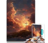 1000 Piece Jigsaw Puzzle for Adults Teens Cross at Sunset,Educational Games Home Decoration for Is Ideal As A Gift for The Whole Family 38x26cm