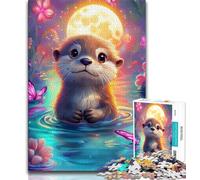 1000 Piece Jigsaw Puzzle for Adults Teens Cute Otter Adult Jigsaw,Artistic Wall Decor & Birthday Gift Idea for Friends, Home Office (size 75x50cm)