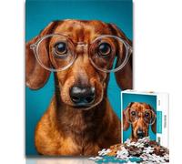 1000 Piece Jigsaw Puzzle for Adults Teens Dachshund Wearing Glasses Adult Jigsaw,Artistic Wall Decor & Birthday Gift Idea for Friends, Home Office (size 38x26cm)