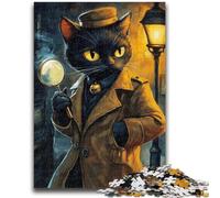 1000 Piece Jigsaw Puzzle for Adults Teens Detective Cat Challenging To Complete But Fun And Humorous Unique Birthday And Gifts 26x38cm