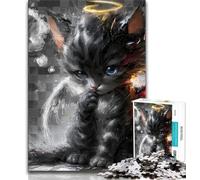 1000 Piece Jigsaw Puzzle for Adults Teens Devil Kitten 1000 Piece Jigsaw,Stress Reliever Difficult Challenge Secret Santa Gifts 38x26cm