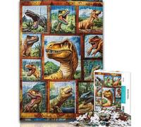 1000 Piece Jigsaw Puzzle for Adults Teens Dinosaur Collage Jigsaw,Educational Games Home Decoration Birthday Present, Gifts, Wall Art 75x50cm