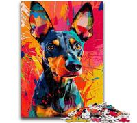 1000 Piece Jigsaw Puzzle for Adults Teens Doberman Pinscher Jigsaw,Staycation Kill Time with Fully Interlocking Randomly Shaped Pieces (38x26cm)
