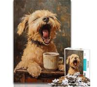 1000 Piece Jigsaw Puzzle for Adults Teens Dog Drinking Coffee Teenager Puzzles,Stress Reliever Staycation Kill Time Parent-child Interaction (size 38x26cm)