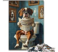 1000 Piece Jigsaw Puzzle for Adults Teens Dog on The Toilet Challenging To Complete But Fun And Humorous with Matching Poster And Trivia Sheet 26x38cm