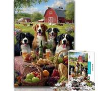 1000 Piece Jigsaw Puzzle for Adults Teens Dogs on A Picnic Adult Jigsaw,Artistic Wall Decor & Birthday Gift Idea for Friends, Home Office (size 75x50cm)